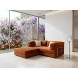 Nestime 180X180 Köşe Takımı | Modern Fitilli Kadife | Köşe Koltuk | Modüler Köşe Takımı | Yataklı L Koltuk | Fitilli Kadife - Turuncu - 22 DNS Orginal Sünger
