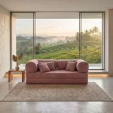 Nestime® 200X100 cm Modüler Sünger Koltuk Yatak Olabilen • Fitilli Kadife • Çıkarılabilir & Yıkanabilir Kılıf - Pembe - 50DNS BONDEKS
