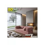 Nestime 200X100 Comfortnest Fitilli Kadife Kanepe| Yatak Olabilen, Dayanıklı Orta Sert Sünger. Pembe