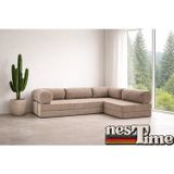Nestime® 300x200 cm Açık Köşe Modüler Sünger Koltuk Takımı.atak Olabilen • Fitilli Kadife • Çıkarılabilir & Yıkanabilir Kılıf.