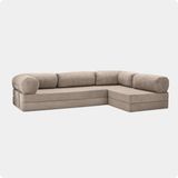 Nestime® 300X200 cm Açık Köşe Modüler Sünger Koltuk Takımı Yatak Olabilen • Fitilli Kadife • Çıkarılabilir & Yıkanabilir Kılıf - Bej - 50 DNS BONDEKS SÜNGER