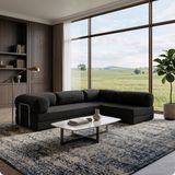 Nestime® 300X200 cm Açık Köşe Modüler Sünger Koltuk Takımı Yatak Olabilen • Fitilli Kadife • Çıkarılabilir & Yıkanabilir Kılıf - Füme - 22 DNS ORGİNAL SÜNGER