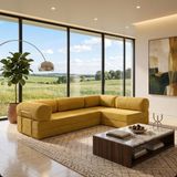 Nestime® 300X200 cm Açık Köşe Modüler Sünger Koltuk Takımı Yatak Olabilen • Fitilli Kadife • Çıkarılabilir & Yıkanabilir Kılıf - Hardal - 22 DNS ORGİNAL SÜNGER