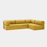 Nestime® 300X200 cm Açık Köşe Modüler Sünger Koltuk Takımı Yatak Olabilen • Fitilli Kadife • Çıkarılabilir & Yıkanabilir Kılıf - Hardal - 50 DNS BONDEKS SÜNGER