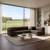 Nestime® 300X200 cm Açık Köşe Modüler Sünger Koltuk Takımı Yatak Olabilen • Fitilli Kadife • Çıkarılabilir & Yıkanabilir Kılıf - Kahve - 22 DNS ORGİNAL SÜNGER