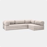 Nestime® 300X200 cm Açık Köşe Modüler Sünger Koltuk Takımı Yatak Olabilen • Fitilli Kadife • Çıkarılabilir & Yıkanabilir Kılıf - Krem - 50 DNS BONDEKS SÜNGER