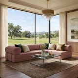 Nestime® 300X200 cm Açık Köşe Modüler Sünger Koltuk Takımı Yatak Olabilen • Fitilli Kadife • Çıkarılabilir & Yıkanabilir Kılıf - Pembe - 22 DNS ORGİNAL SÜNGER