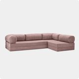 Nestime® 300X200 cm Açık Köşe Modüler Sünger Koltuk Takımı Yatak Olabilen • Fitilli Kadife • Çıkarılabilir & Yıkanabilir Kılıf - Pembe - 50 DNS BONDEKS SÜNGER