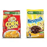 Nestlé Gold Corn Flakes Tam Tahıllı Mısır Gevreği 650 g ve Nesquik Nestle Kakaolu Buğday ve Mısır Gevreği, 700 g