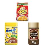 Nestlé Gold Corn Flakes Tam Tahıllı Mısır Gevreği 650 g x 1, Nesquik Çikolatali Toz İçecek 420 Gr x 2, Nescafé Gold Çözünebilir Kahve Kavanoz 50 g x 1