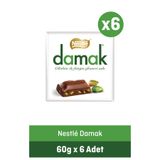 Nestle Damak Antep Fıstıklı Sütlü Kare Çikolata 60 g x6 Adet