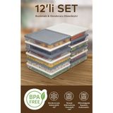 Nesto Home 12'li Renkli Buzdolabı Düzenleyici Buzluk ve Mikrodalga Saklama Kabı 12X2400 ml BPA Free