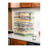 Nesto Home 14lü Renkli Buzdolabı Düzenleyici Buzluk Ve Mikrodalga Saklama Kabı 2x2400-4x1200-4x1170-4x600 ml