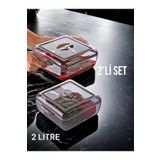 Nesto Home 2 Adet 2 Lt Silikon Contalı Plastik Borcam - Saklama Kabı - Yemek Taşıma Kabı Kapaklı