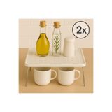 Nesto Home 2'Li Set Büyük Boy Katlanabilir Tezgah Üstü ve Dolap İçi Raf Düzenleyici Organizer