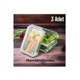 Nesto Home 3 Adet Süzgeçli Kapaklı Buzdolabı Düzenleyici Buzdolabı Içi Düzenleyici Organizer 20X32.5X7 CM