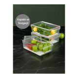 Nesto Home 3 Adet Süzgeçli Kapaklı Buzdolabı Düzenleyici Buzdolabı Içi Düzenleyici Organizer 20x32,5x10cm