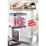Nesto Home 3'Lü Çok Amaçlı 10 Lt Sürgülü Kapaklı Erzak & Bakliyat Saklama Kabı