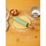Nesto Home 43 cm Ahşap Saplı Silikon Merdane- Yapışmaz Hamur Açma Rulosu
