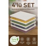 Nesto Home 4'lü Set 2400 ml Buzdolabı Düzenleyici Buzluk Ve Mikrodalga Saklama Kabı