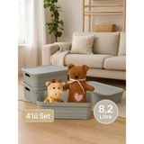 Nesto Home 4'lü Set Çok Amaçlı Renkli Kutu Kapaklı Ofis Organizeri 4x8.2 Litre - Krem