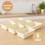 Nesto Home 6'lı Set Boyu Ayarlanabilir Çok Amaçlı Çekmece İçi Düzenleyici Kaşıklık Ve Bıçaklık Set Orta Boy