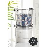 Nesto Home 7 Litre 2li Yuvarlak Kulplu Deterjanlık Saklama Kutusu Kabı - Un Bakliyat Kabı - Antrasit