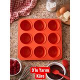 Nesto Home 9'lu Silikon Yarım Küre Kek Muffin ve Çikolata Kalıbı - Kırmızı