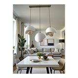 Nestvibe Caka Tepsili 3 Lü Sarkıt Avize Rustik E27 Modern Avize Beton Görünüm Bohem (ampul Dahil Değildir) Altın