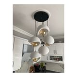 Nestvibe Modern 5'li Avize Beton Dokulu - Salon Ve Oturma Odası İçin Şık Tasarım (rustik Ampul Hediyeli) Siyah