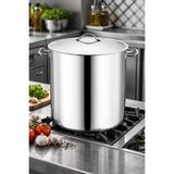 Net Çelik Kapaklı Endüstriyel Silindir Tencere 32x32 Cm 25 Litre - Inox