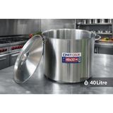 Net Çelik Kapaklı Endüstriyel Silindir Tencere 40X32 cm 40 Litre - Inox