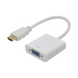 Net Dünya HDMI To VGA Kablo Çevirici Dönüştürücü Görüntü Altın Uçlu Full HD Beyaz