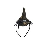NET MARKET Halloween Gold Örümcek Desenli Cadı Şapkalı Saç Tacı - Tül & Toka Detaylı Cadılar Bayramı Kostüm Tacı