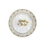 NET MARKET TABAK PLASTİK LÜX BRİDE TO BE 26 CM 6'LI PAKET NİŞAN