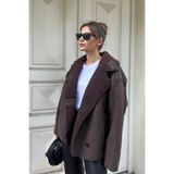 NET OF NOT Else Acı Kahve Dokulu Süet Içi Peluşlu Oversize Zr Model Mont Ceket
