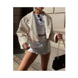 NET OF NOT Yeni Sezon Oversize Kadın Beyaz Biker Deri Ceket