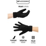 Net Tekstil Siyah Kadın Termal Polar Eldiven Kışlık Soğuk Geçirmez