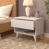 Net Trends Nightstand Çekmeceli Bölmeli Ayaklı Beyaz Komodin