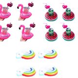 Netavantaj Flamingo Gökkuşağı Karpuz Şişme Havuz Deniz Bardak Tutucu Float 12li Set