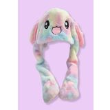 Netavantaj Işıklı Oynar Kulaklı Peluş Kawaii Figürlü Şapka Rainbow Rengarenk
