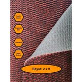 NetBazaars Bordo Mısır Patlağı Desenli Sentetik Halı, Kaydırmaz Tabanlı Zemin Kaplama Ürünü, 2x9 Metre