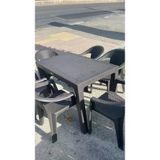Netbazaars Plastik Sabit Masa 70X120 Rattan Efektli Acı Kahve Plastik Sandalye 6 Adet Xömbx99
