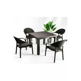 Netbazaars Plastik Sabit Masa 90X90 Cm 4 Adet Kollu Plastik Sandalye Mobilya