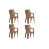 Netbazaars Plastik Sandalye 4 Adet Gold Balkon Bahçe Kamp Mobilya (Kahve Rengi) Xömbx98