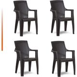 Netbazaars Plastik Sandalye 4 Adet Gold Balkon Bahçe Kamp Mobilya ( Kahve) x ömb x 98
