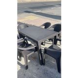 Netbazaars Rattan Plastik Sabit Masa 70X120 6 Adet Gold Plastik Sandalye Mobilya (Acı Kahve Rengi) Xömbx99