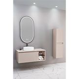 Netdeko Almonde 100 Cm Beyaz Lavabolu Banyo Dolabı Krem - Boy Dolap Dahil
