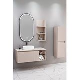 Netdeko Almonde 100 Cm Beyaz Lavabolu Banyo Dolabı Krem - Raf Modül Ve Boy Dolap Dahil