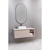 Netdeko Almonde 100 Cm Beyaz Lavabolu Banyo Dolabı Krem